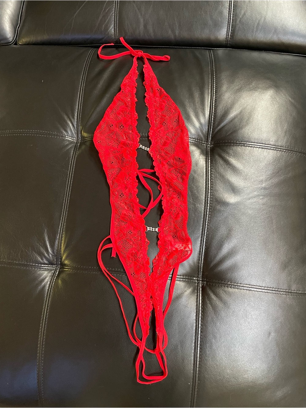 Victoria's Secret Red Lace Halter Teddy